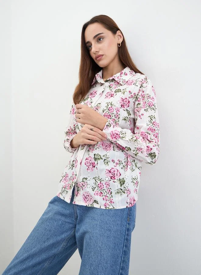 Styli Women Floral Print Long Sleeve Shirt